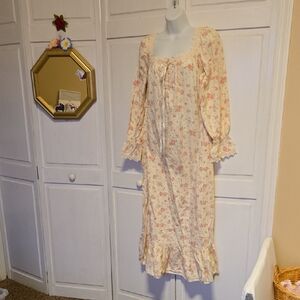 Victorias Secret Flannel Cotton Floral Nightgown L